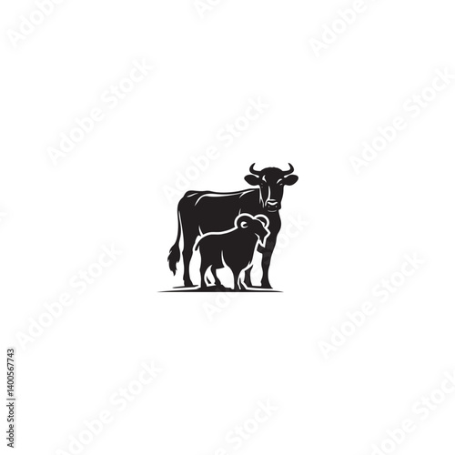 cow and goat logo vector