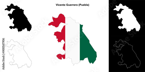 Vicente Guerrero municipality (Puebla) outline map set