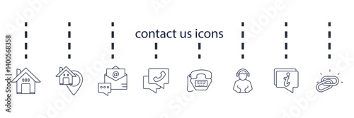 Contact icons set isolated on White Background Flat style design