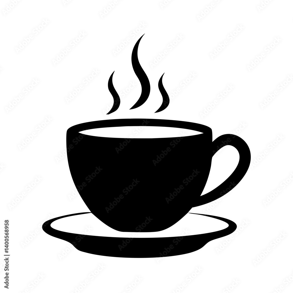 Obraz premium morning coffee icon, morning coffee silhouette vector illustration-simple silhouette illustration of morning coffee, perfect for morning coffee logos and icons