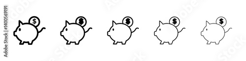 Piggy bank Symbol mark in Outline style