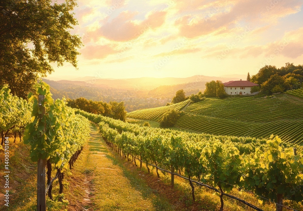 Fototapeta premium Autumn Vineyards in South Styrian Wine Region, Austria Landscape