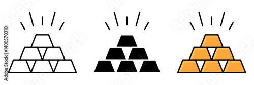 Gold Bar Icon Vector Set. Gold Bar Vector Icon in line style design. Symbol of Gold Bar. Vector illustration.