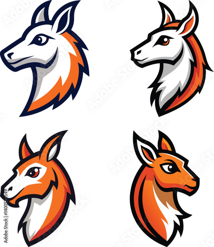 Guanaco head mascot logo design vector