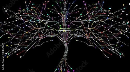 Obraz na płótnie AI Algorithm - Line Background: Unveiling the Visual Tapestry of Computational Intelligence w salonie