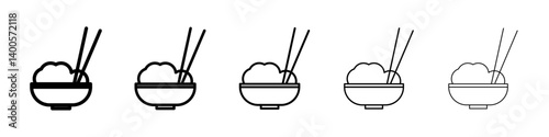 Rice bowl icon Symbol mark in Outline style