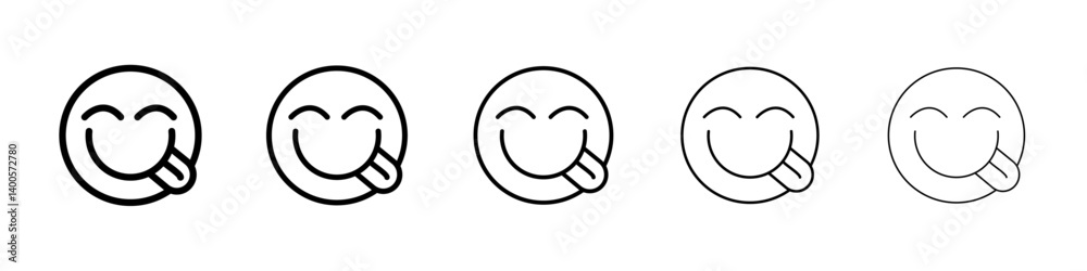 savoring food emoji icon Symbol mark in Outline style savoring food emoji icon Symbol mark in Outline style