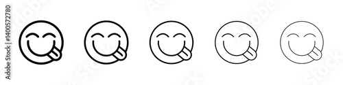 savoring food emoji icon Symbol mark in Outline style