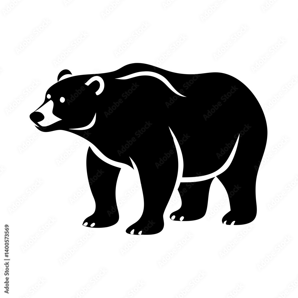 Fototapeta premium polar bear icon, polar bear silhouette vector illustration-simple silhouette illustration of polar bear, perfect for polar bear logos and icons