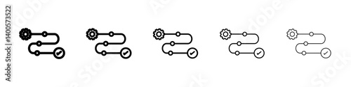 Sequential process icon Symbol mark in Outline style