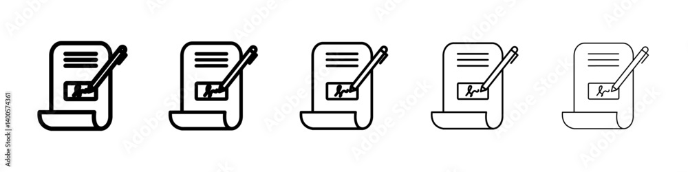 Signature in documents icon Symbol mark in Outline style Signature in documents icon Symbol mark in Outline style