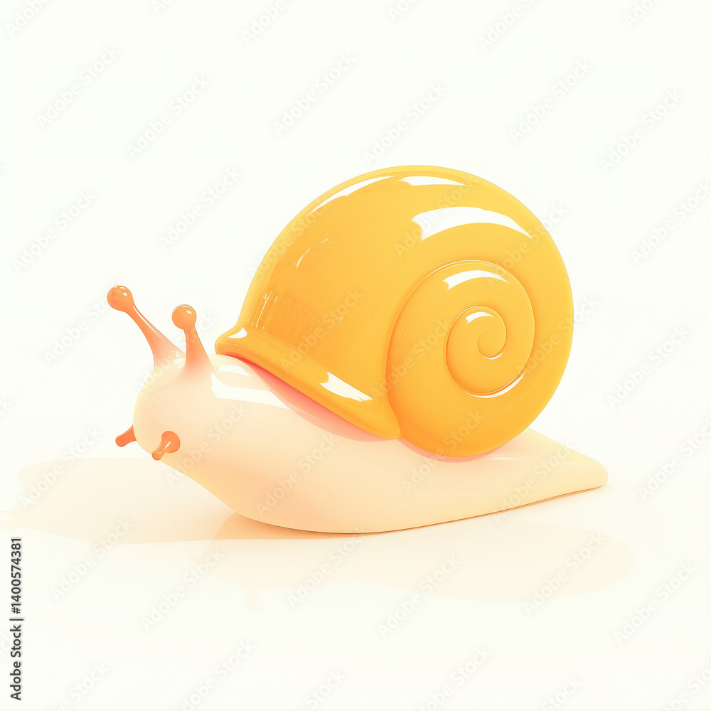 Fototapeta premium A colorful, cartoonish snail on a light background.