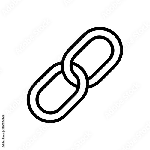 Simple chain link icon for hyperlink buttons, blockchain concept visuals, security connections, or collaborative tools