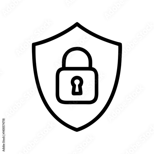 Security shield icon with padlock for data protection, cybersecurity platforms, antivirus software, or privacy-focused services