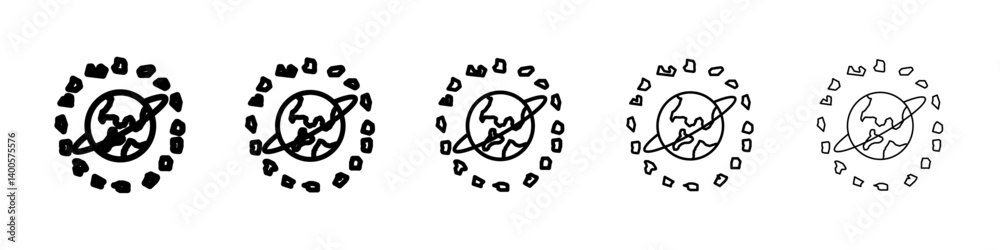 Space junk icon Symbol mark in Outline style Space junk icon Symbol mark in Outline style
