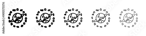 Space junk icon Symbol mark in Outline style