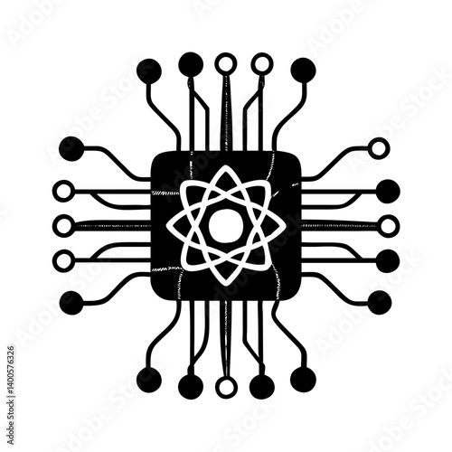 quantum computer icon, quantum computer silhouette vector illustration-simple silhouette illustration of quantum computer, perfect for quantum computer logos and icons