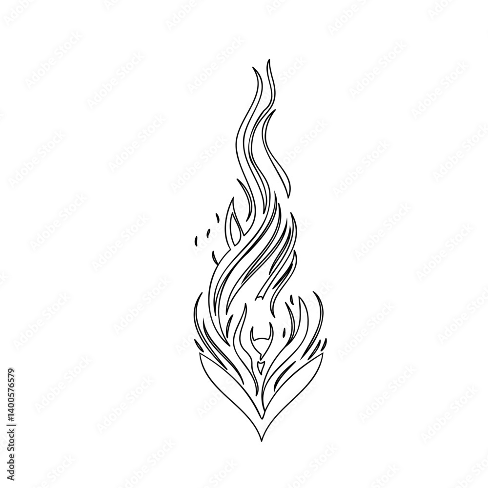 Fototapeta premium Flame design with organic lines illustration