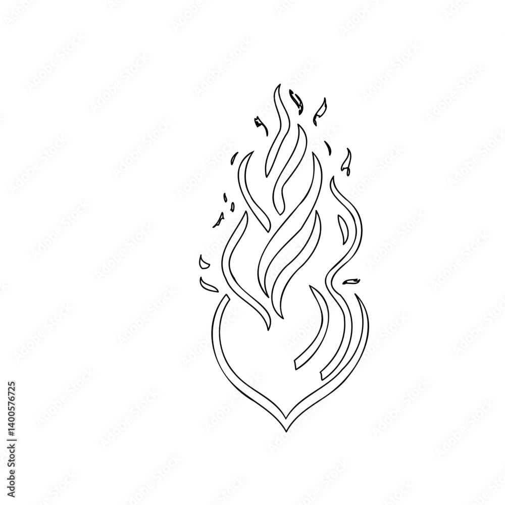 Obraz premium Outlined Flame Heart Artistic Graphic Element