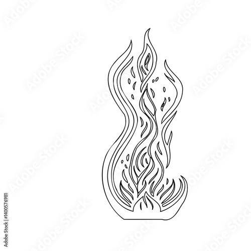 Elegant Black and White Fire Illustration Design