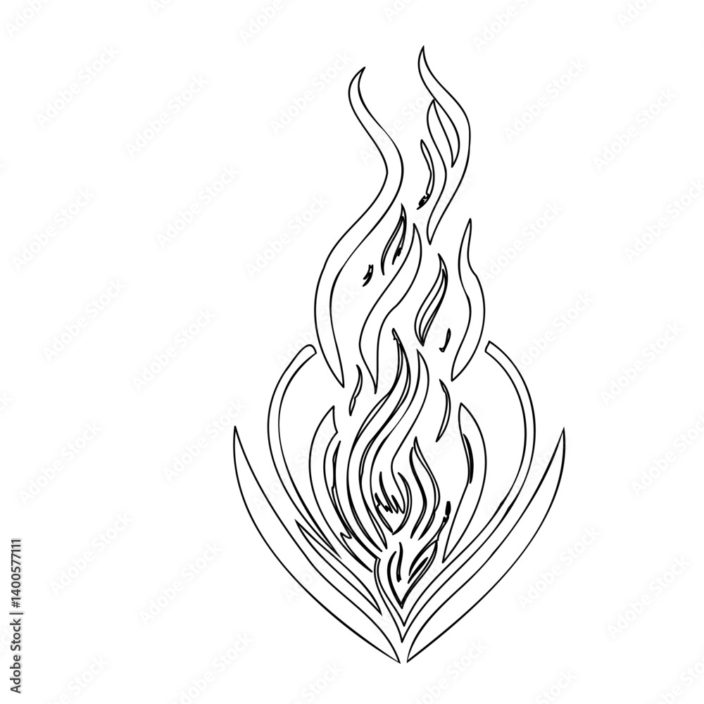 Monochrome Illustration of Flame with Unique Design Monochrome Illustration of Flame with Unique Design