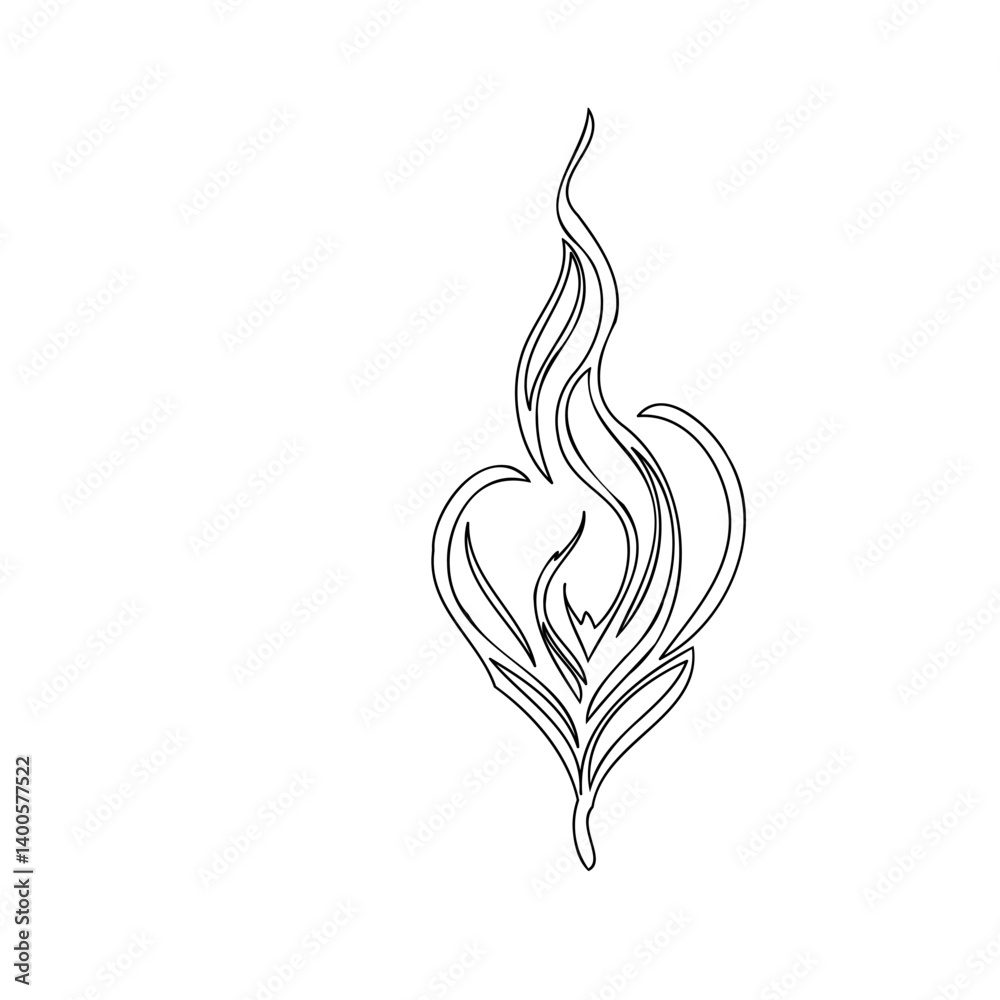 Obraz premium Stylized Flame Illustration, Single Line Drawing