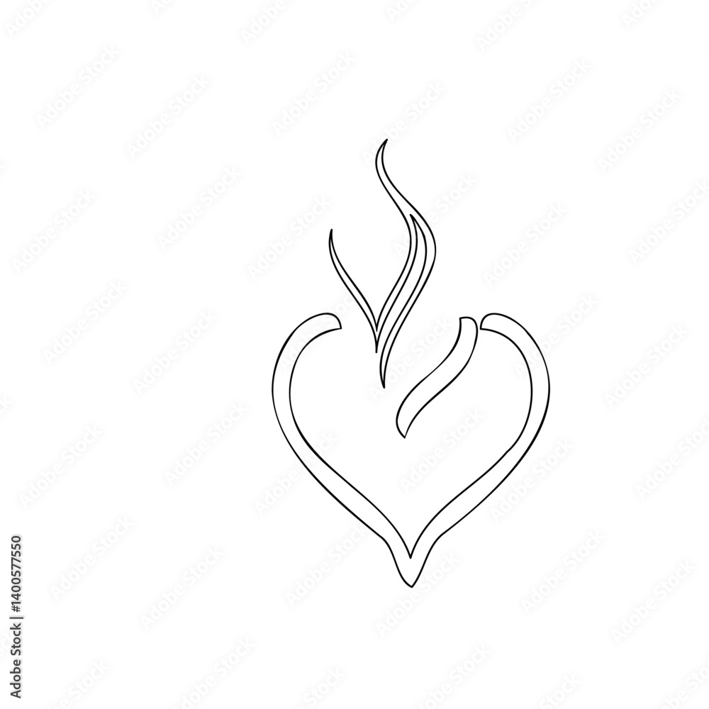 Heart flame icon. Line drawing symbolic passion Heart flame icon. Line drawing symbolic passion