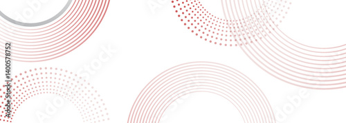 Abstract white background with red circle lines. Digital future technology concept euphoria art