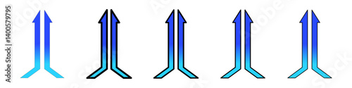 Two arrows merging into one icon Symbol mark in Outline style