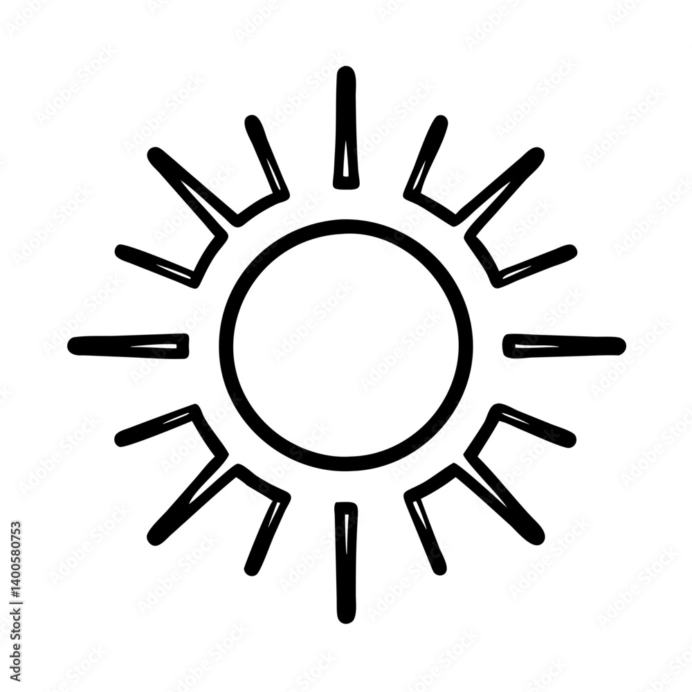 Sun doodle vector illustration, summer sunshine drawing, sun rays sketch, hand drawn sun icon design Sun doodle vector illustration, summer sunshine drawing, sun rays sketch, hand drawn sun icon design