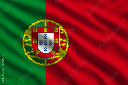 Obraz na plátně Waving flag of Portugal, Portuguese flag blowing in the wind, full frame smooth