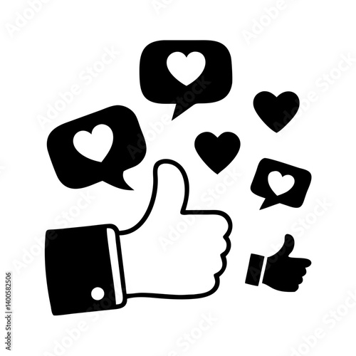 social media likes icon, social media likes silhouette vector illustration-simple silhouette illustration of social media likes, perfect for social media likes logos and icons