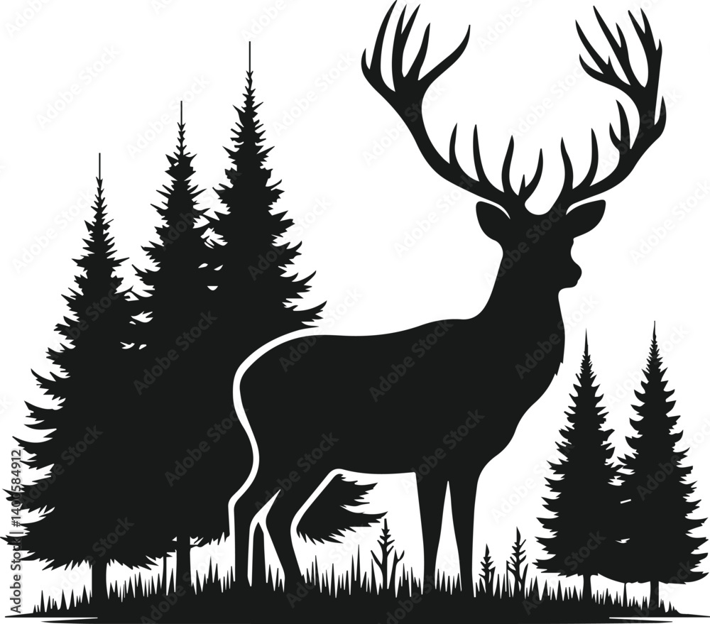 Obraz premium Deer vector silhouette