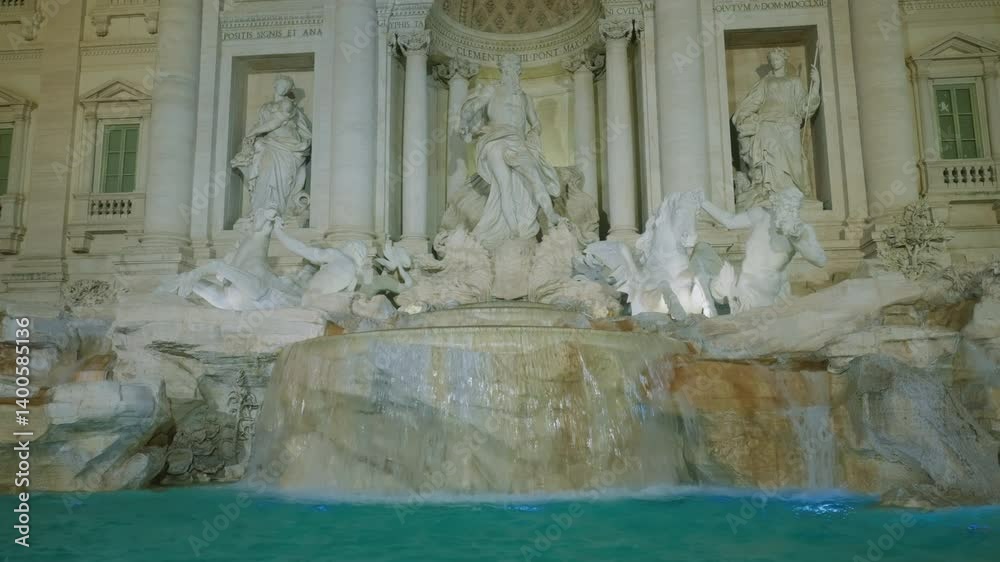 Trevi Fountain at night in Rome, Italy, famous Baroque fountains in the world Trevi Fountain at night in Rome, Italy, famous Baroque fountains in the world