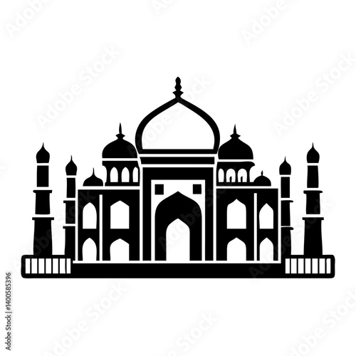 taj mahal icon, taj mahal silhouette vector illustration-simple silhouette illustration of taj mahal, perfect for taj mahal logos and icons