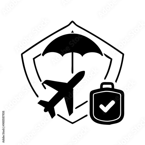 travel insurance icon, travel insurance silhouette vector illustration-simple silhouette illustration of travel insurance, perfect for travel insurance logos and icons