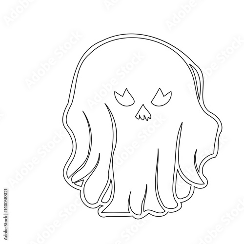 Minimalist Ghost Outline for Halloween Decorations