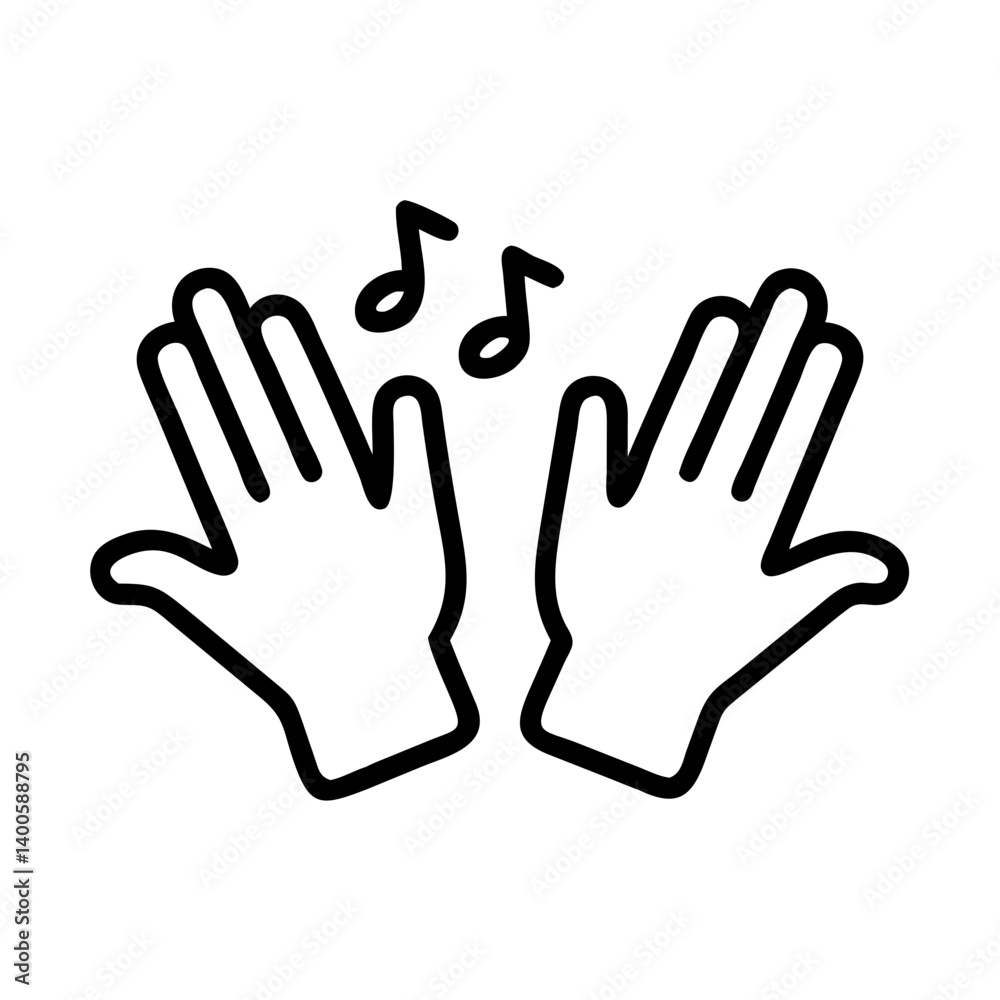 Hands clapping with music notes vector illustration for applause and celebration design concept Hands clapping with music notes vector illustration for applause and celebration design concept