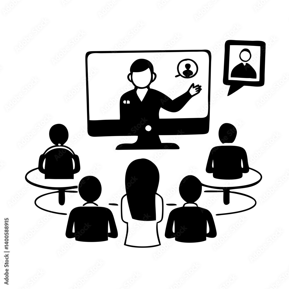 virtual classroom icon, virtual classroom silhouette vector illustration-simple silhouette illustration of virtual classroom, perfect for virtual classroom logos and icons virtual classroom icon, virtual classroom silhouette vector illustration-simple silhouette illustration of virtual classroom, perfect for virtual classroom logos and icons