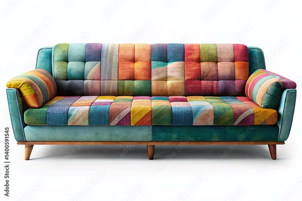 Obraz premium Cozy Comfortable Sofa on White Background - Minimalist Home Decor Stock Photo