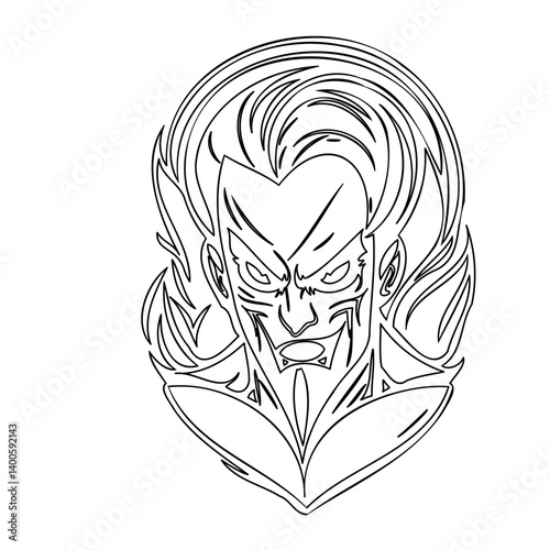 Minimalist Outline of a Villainous Character