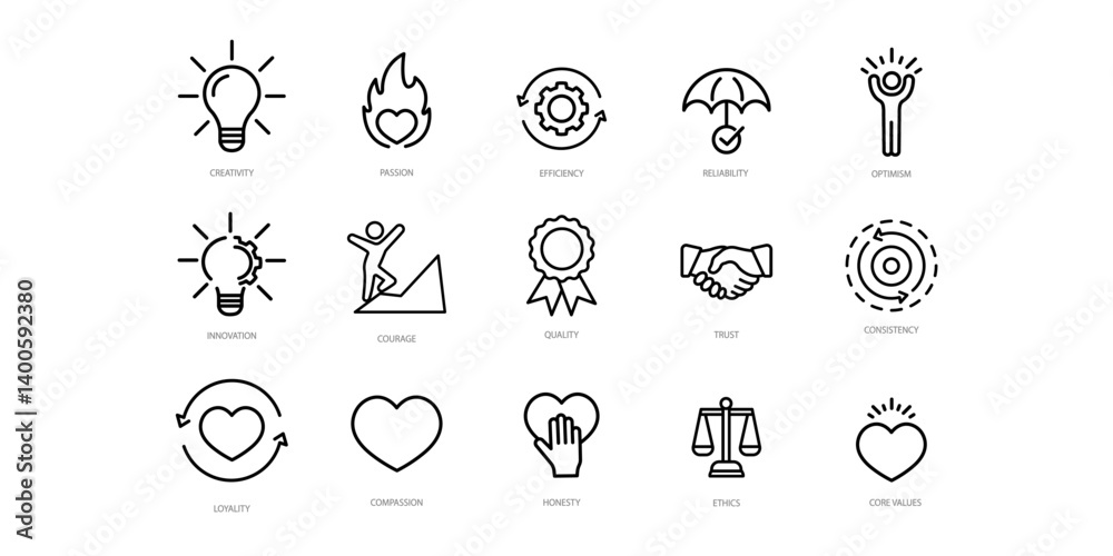 Core values set icon, vector illustration Core values set icon, vector illustration