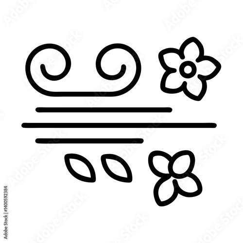 black wind, flowers, leaves simple outline clip art preview