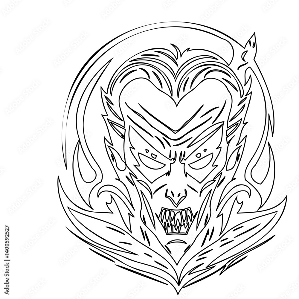 Graphic depiction of stylized vampire portrait Graphic depiction of stylized vampire portrait