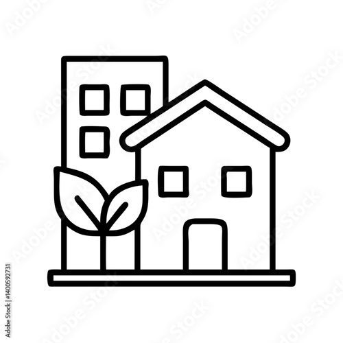 Eco friendly real estate property investment green building sustainable home and office design icon