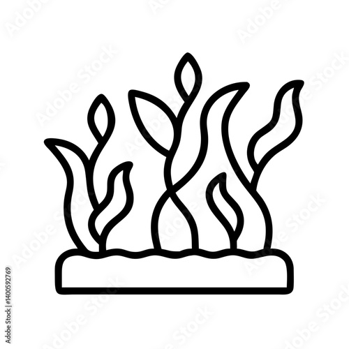 Seaweed kelp aquatic plant marine vegetation ocean flora underwater algae seaweed outline illustration