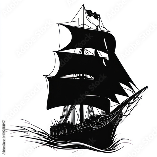 pirate ship isolated on white