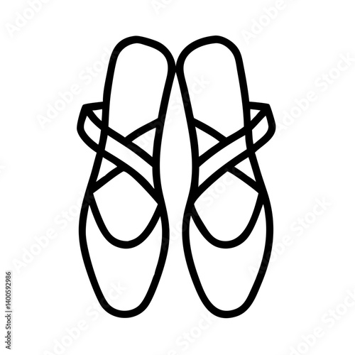 Ballet shoes vector illustration, pointe shoes icon for dance studio and ballerina design projects