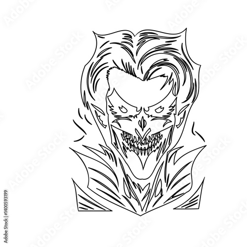 Crazed Villain Portrait Silhouette Depiction