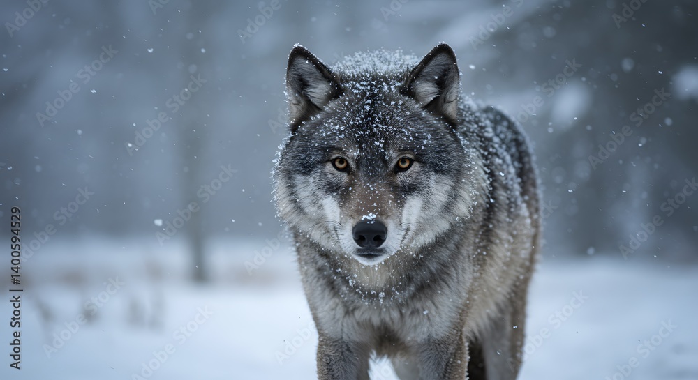 Majestic Gray Wolf in a Winter Wonderland: A Stunning Close-Up Majestic Gray Wolf in a Winter Wonderland: A Stunning Close-Up